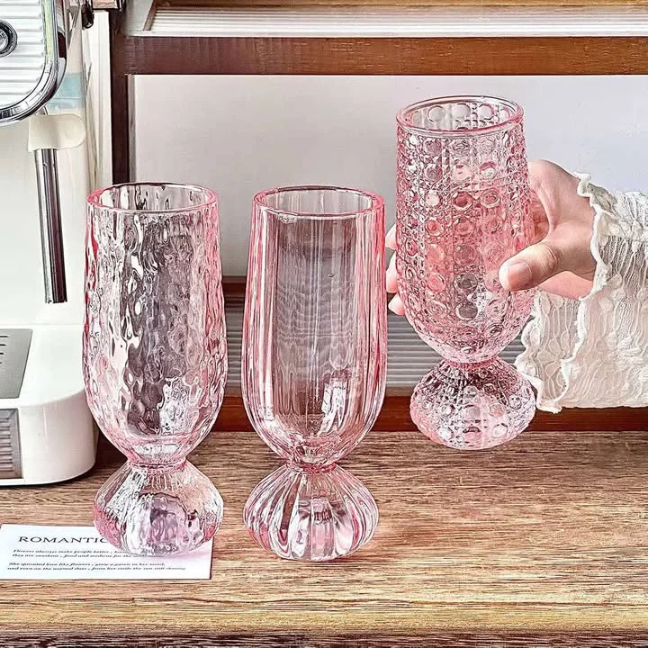 3 pcs pink glass set