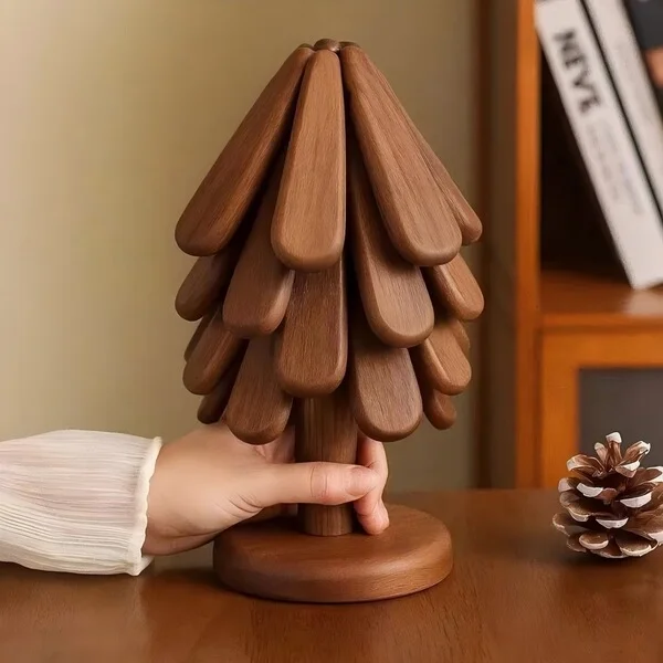 Sapele wood insulation mat-petal style [4 pieces with base]