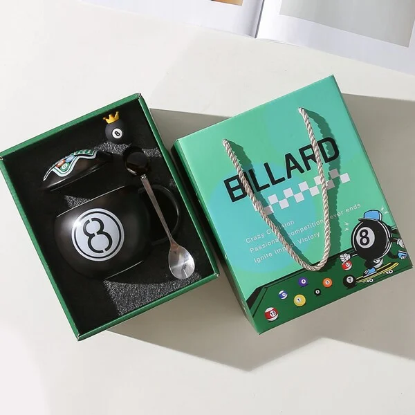 Black 8 Billiards Table Tennis Ceramic Cup